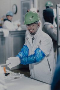 man working in beef packing 